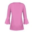 thumbnail image 4 of 3/4 Length Sleeve Shirts for Women Floral Print Tees Blouses Crewneck Loose Casual Plus Size Tops T Shirts, 4 of 5