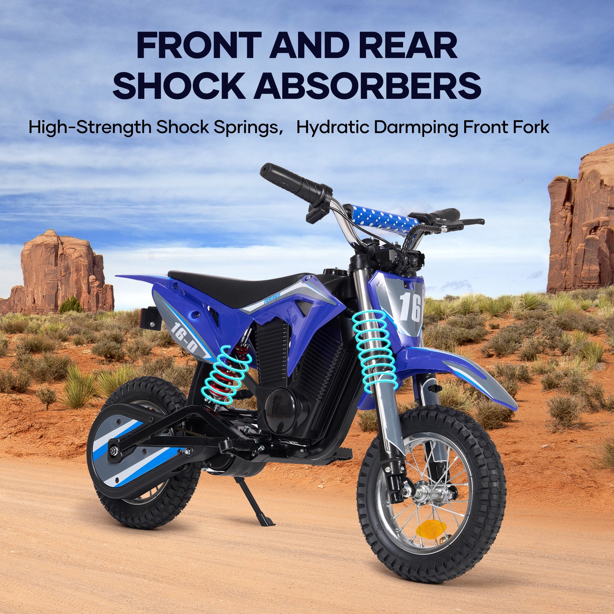 Naipo  Electric Dirt Bike with 36V 6Ah Lithium Battery , 300W Brushless Motor,14MPH & 3-Speed Modes Motorcycle  for Kids  Height 3.6-4.9Ft