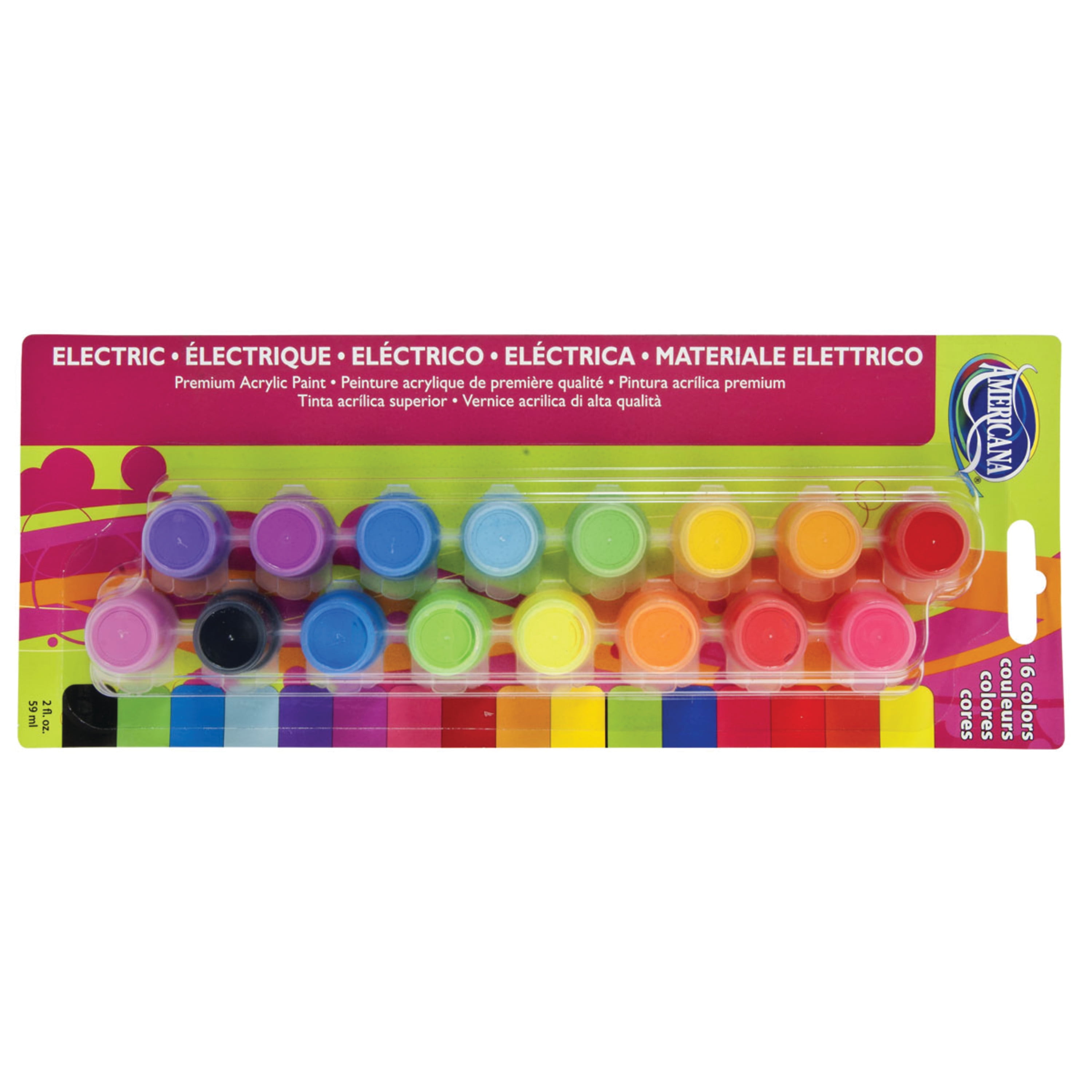 DecoArt Paint Pot Set, Americana Acrylic Paint, 16Color Set, Electric