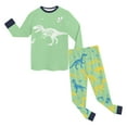 thumbnail image 5 of Hessimy Toddler Boys Girls Spring Summer Cute Print 2Pcs Long Sleeve Shirt Tops Pants Shorts Sleepwear Pajamas Set, Shorts Sleep Set(Light Green,8-9 Years), 5 of 5