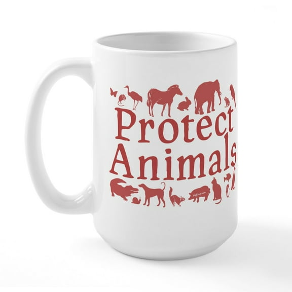 CafePress - Protect Animals Large Mug - 15 oz Ceramic Large White Novelty Mug