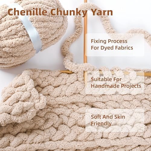 Chunky Yarn for Hand Knitting, 8 Packs Chunky Chenille Yarn for Crocheting, Bulky Thick Fluffy Yarns for Knitting, Super Bulky Blanket Yarns for Handcrafts 2045g (72oz) 245 Yards (224m)