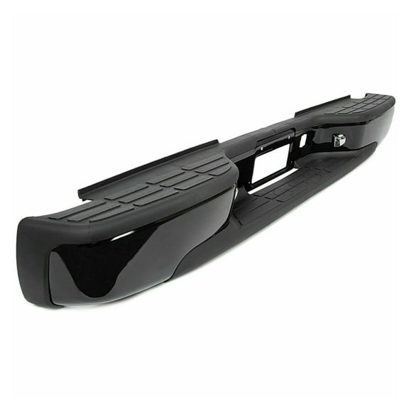 WaiRitoday Rear Step Bumper Compatible with 1999-2007 Chevy Chevrolet Silverado GMC Sierra 1500 2500 Classic Face Bar W/License Plate Lights Powder Coated Black