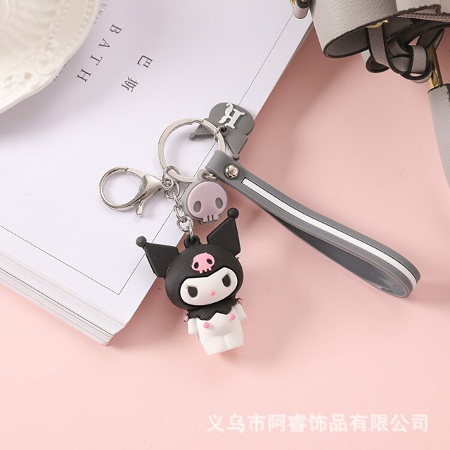 Llavero Kawaii de dibujos animados Sanrio, Hello KT, Kuromi, Cinnamoroll, Pompón, Purin, Mymelody, bolsa de coche, colgante para pareja, nuevo
