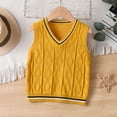 thumbnail image 4 of Odeerbi Chaqueta de Cuello En V de Punto de Cable de Los Niños Color Sólido Sin Mangas Uniforme de La Escuela, 4 of 9