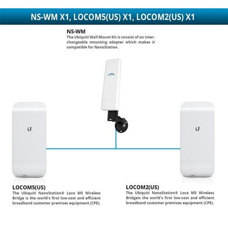 Ubiquiti NanoStation Loco M5 Wireless Bridge with NanoStation Loco M2 Wireless Bridge and Wall Mount Kit Loco M5 Wireless Bridge with M2 Wireless Bridge and Wall Mount Kit