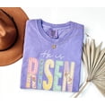 thumbnail image 4 of Faux Patchwork He Is Risen Shirt: Retro Quilted Christian Easter Tee, 4 of 5