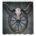 thumbnail image 3 of Ambesonne Wagon Wheel Shower Curtain, West Skull, 69"Wx75"L, Multicolor, 3 of 3