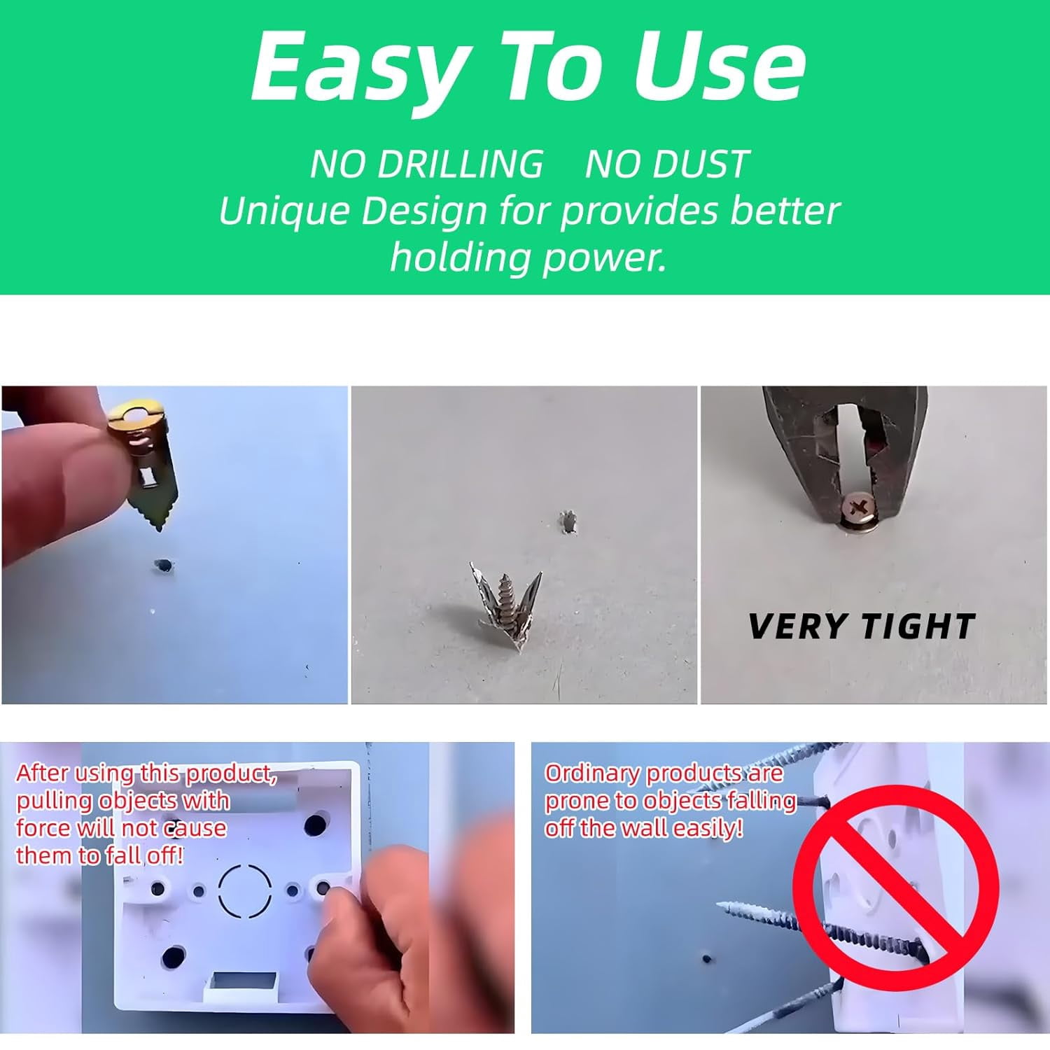 Self-Drilling Drywall Anchors-400PCS,Zinc Drywall Anchors, Expansion Screws for Drywall,3 Sizes Heavy Duty Screw Anchors Kit,No Drill and Holes in Wall