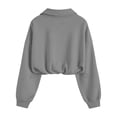 thumbnail image 5 of VV AVEORS Womens Cropped Sweatshirts Mock Neck Quarter Half Zip Pullover Workout Hoodie Sweater Fall Trendy Fashion Jackets Gray 2XL, 5 of 6