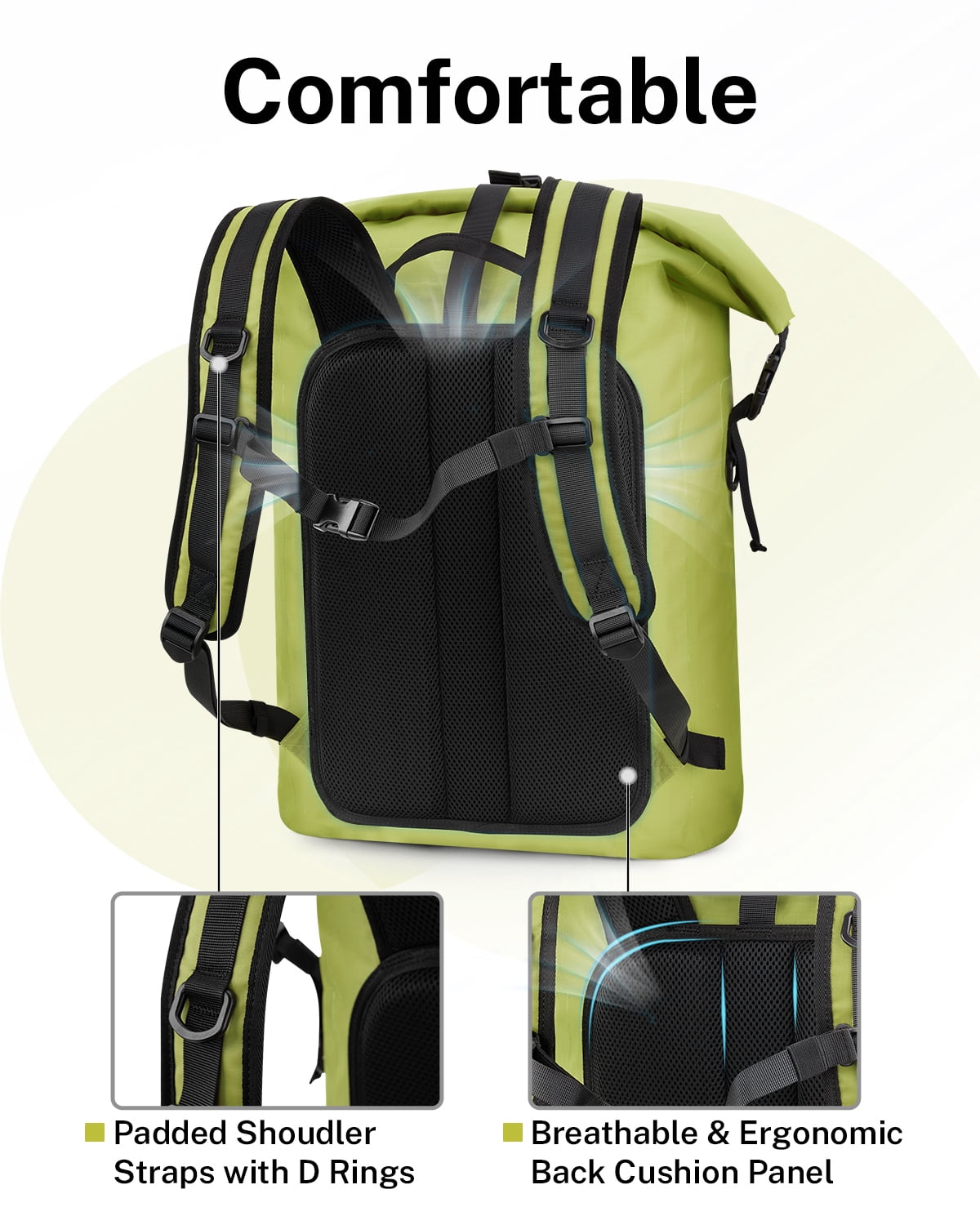 Gonex 35L Waterproof Backpack Dry Bag, Roll Top Floating Backpack for Kayak, Surfing, Hiking, Camping, Travel