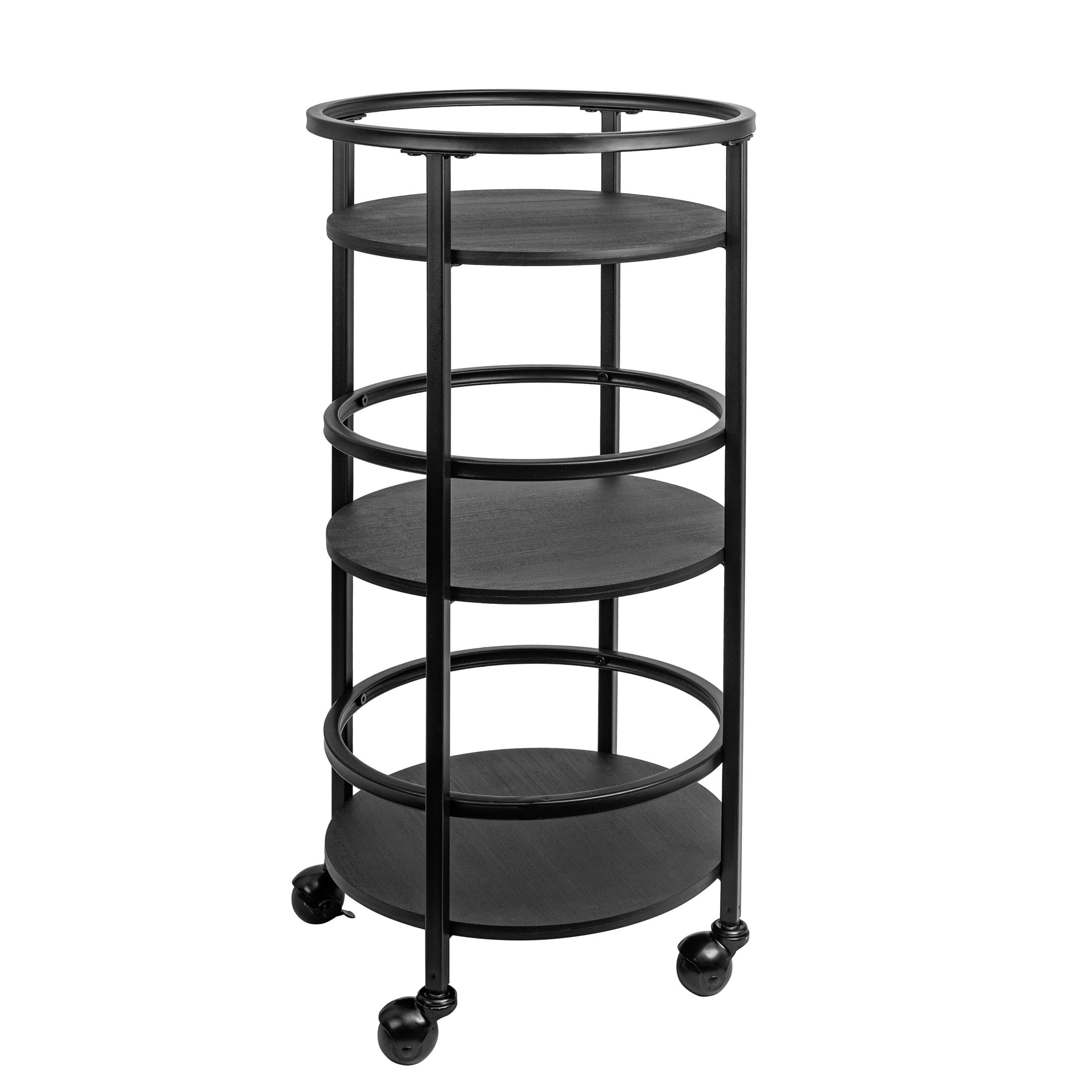 Mainstays 32"  3-Tier Rolling Round Kitchen Storage Bar Cart, Black