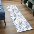 thumbnail image 4 of 2x6 Kitchen Runner Rug, White Blue Spring Floral Non-Skid Rubber Backing Large Rectangle Rugs - Living Room Bedroom Home Office, Summer Birds Botanical Indoor Floor Mat Carpets Washable Rug, 4 of 9
