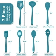 Walchoice 7-Piece Silicone Cooking Utensils Set, Blue Kitchen Utensils, Non-stick Gadgets Tools Include Slotted Turner, Soup Ladle, Pasta Server