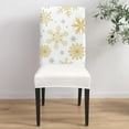 thumbnail image 4 of Dining Chair Slipcover, Christmas Gold Snowflakes Snow Winter New Year Chair Protector Stretch Parsons Chair Covers for Dining Room, Restaurant, Kitchen, Party, Set of 6, 4 of 5