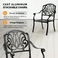 thumbnail image 3 of Zimtown Outdoor Dining Chairs, 2-Pack Patio Metal Seatings, Stackable Cast Aluminum Floral Pattern Chairs, Bistro Chairs Black, 3 of 9