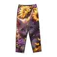 thumbnail image 6 of Uemuo Sunshine Cute Cat Sunflower Pattern Women's Wide Leg Palazzo Lounge Pants with Pockets Light Weight Loose Comfy Casual Pajama Pants-XX-Large, 6 of 9