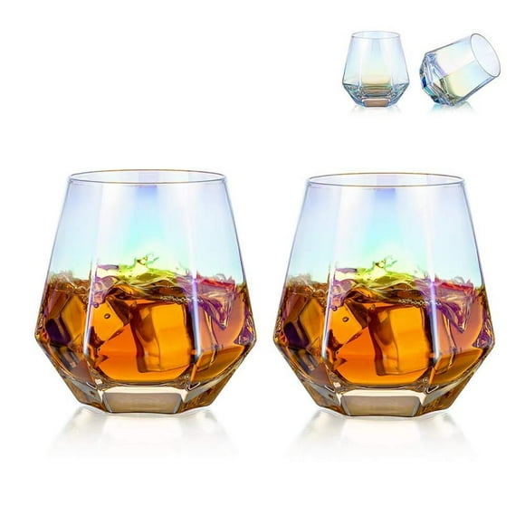 Diamond Shaped Glassware, Unbreakable Whiskey Glasses Set Of 6, Elegant 300 Ml Lead-Free Heavy-Bottomed Tilted Drinking Tumblers, Gravity-Defying Geometry For Whiskey Lovers