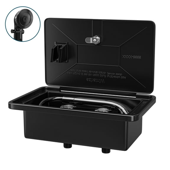 Leisure Coachworks RV Exterior Shower Box Kit ABS Hose Camper Trailer Cowboy Shower (Black)