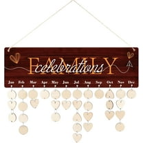 Wooden Calendar Birthday Reminder Family Wall Hanging Board Plaque with Wooden Ornaments Blank Slices Decor-Family Celebrations Valentine Gift