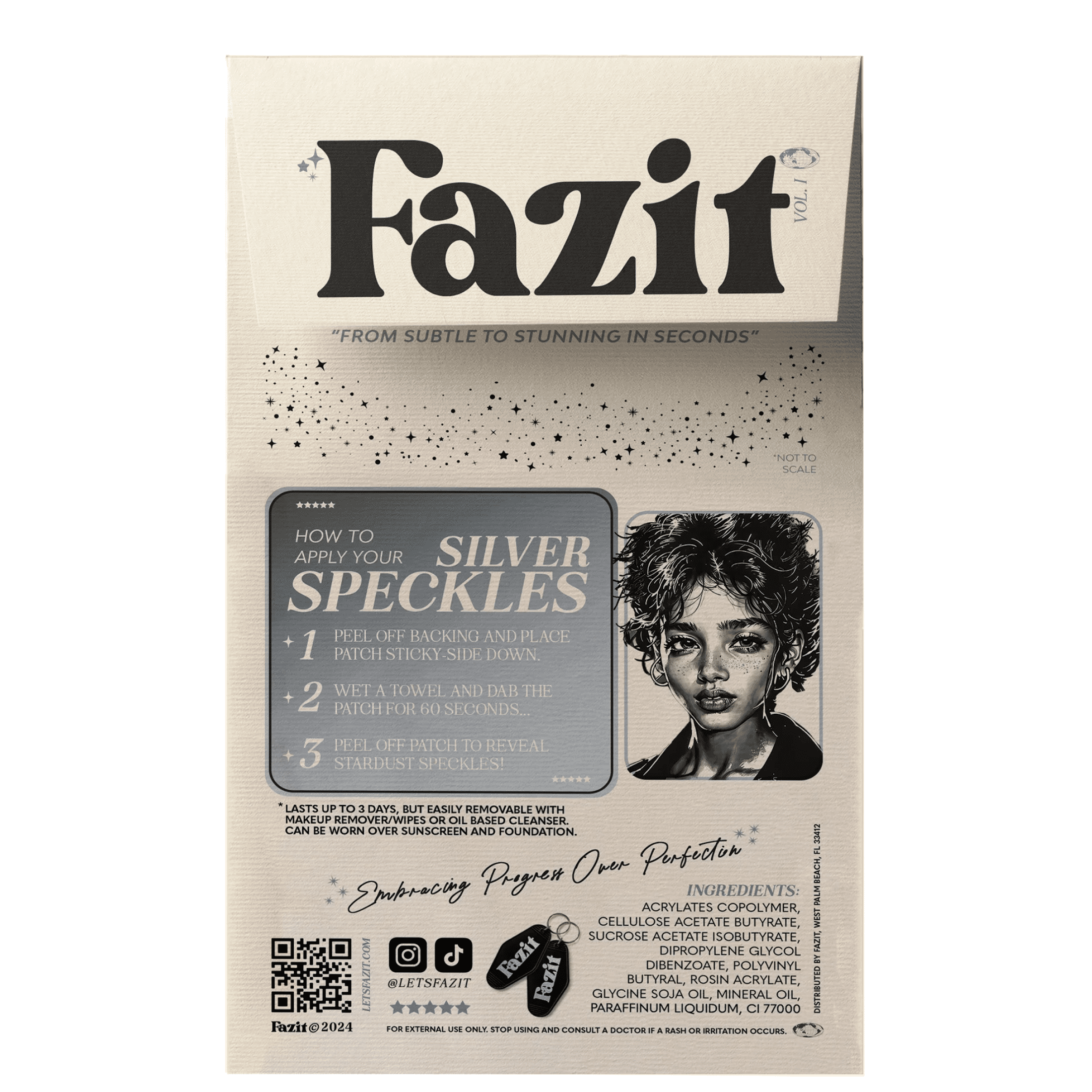 Fazit Glitter Freckle Makeup Patches, Silver Speckles, 6 Count