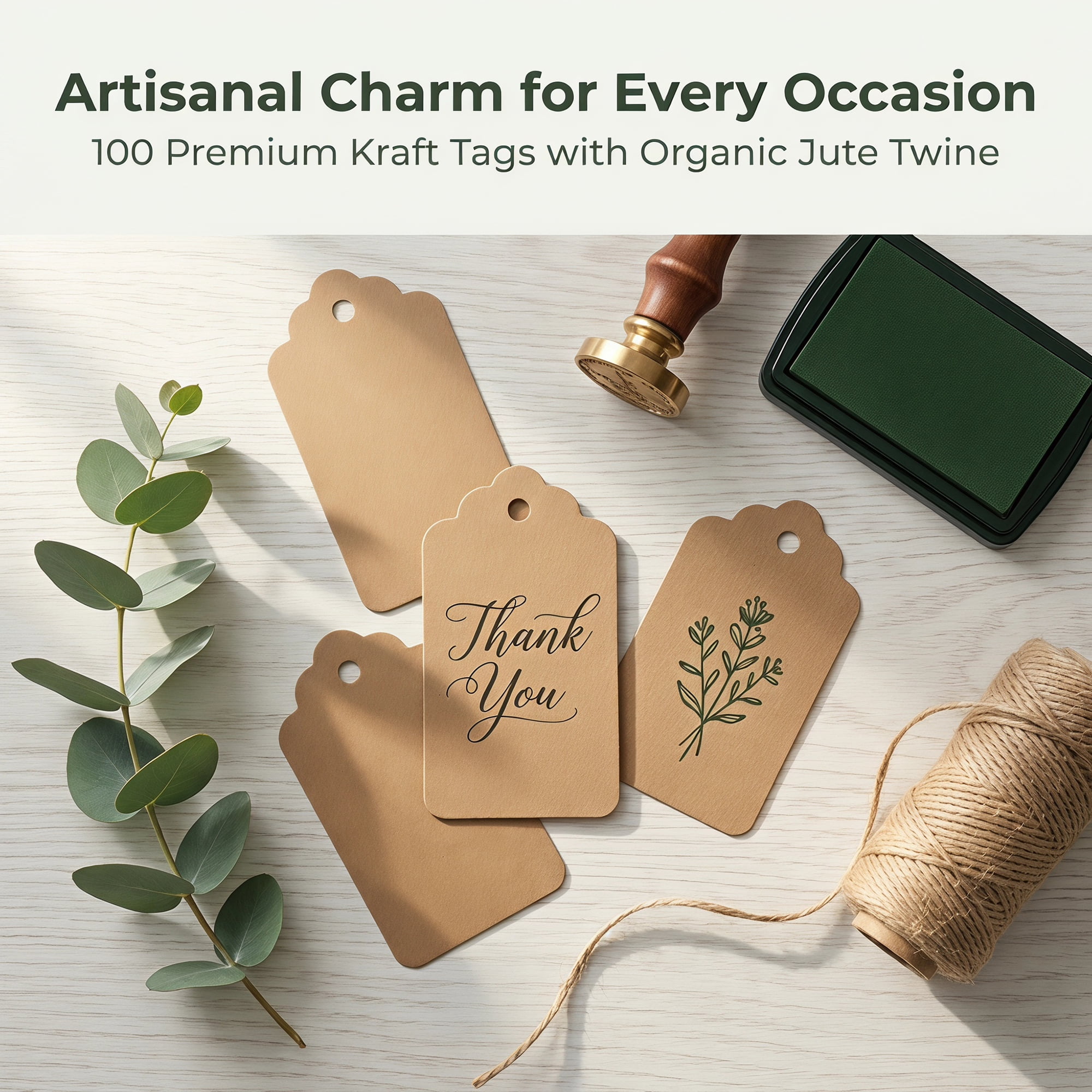 Unique Bargains Paper Gift Tags with Natural Twine for All Occasions 1.2" x 2" Brown