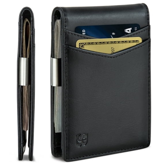 AOMRCOL Money Clip Wallet | Mens Wallets Slim | Front Pocket | Rfid Blocking Card Holder | Minimalist Mini Bifold | Front Pocket Wallets for Men | Charcoal Black