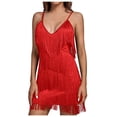 thumbnail image 1 of Vestido informal de mujer con espalda abierta y cuello en V profundo: vestido sexy con fruncidos hasta la rodilla para fiestas, citas o salidas nocturnas., 1 of 3