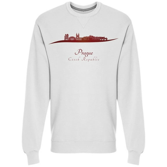 Prague Skyline In Red Graphic Sweatshirt Men -Image by Shutterstock, Male 3X-Large