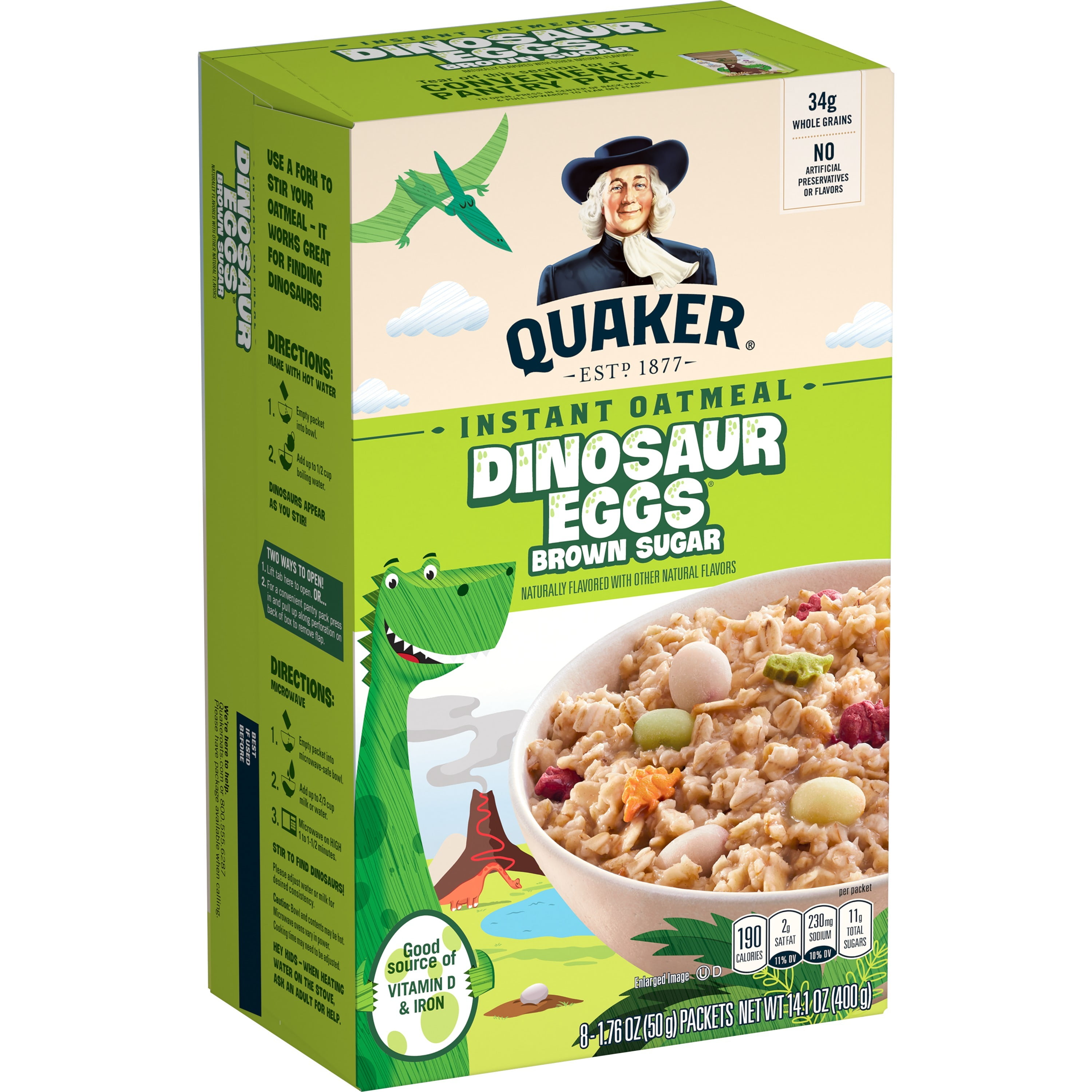 Quaker Instant Oatmeal, Brown Sugar Dinosaur Eggs, 8 Packets Walmart