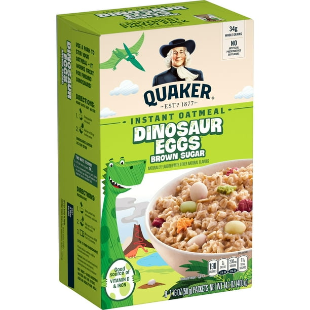 Quaker Instant Oatmeal, Brown Sugar Dinosaur Eggs, 8 Packets Walmart