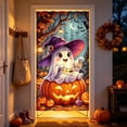 thumbnail image 5 of Halloween Ghost Door Cover,Cute Ghost Photography Backdrop Funny Pumpkin Moon for Halloween Front Door Wall Porch Sign Party Decorations, 5 of 6