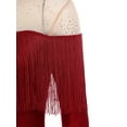 thumbnail image 7 of TiaoBug Womens Shiny Rhinestones Leotard Tassel Fringe Latin Jazz Modern Dance Performance Wear Burgundy L, 7 of 7