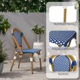 thumbnail image 2 of Chaises Bistro Françaises d'Extérieur (Ensemble de 2), Bleu + Blanc + Finition Imprimé Bambou, 2 of 6
