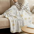 thumbnail image 3 of Throw Blankets, Christmas Winter Snow Flannel Fleece Blanket Luxury Soft Bed Blanket, Gold Silver Snowflake Vintage Linen Fuzzy Cozy Warm Fleece TV Blanket for Sofa Couch Chair 40 x 50 inches, 3 of 6