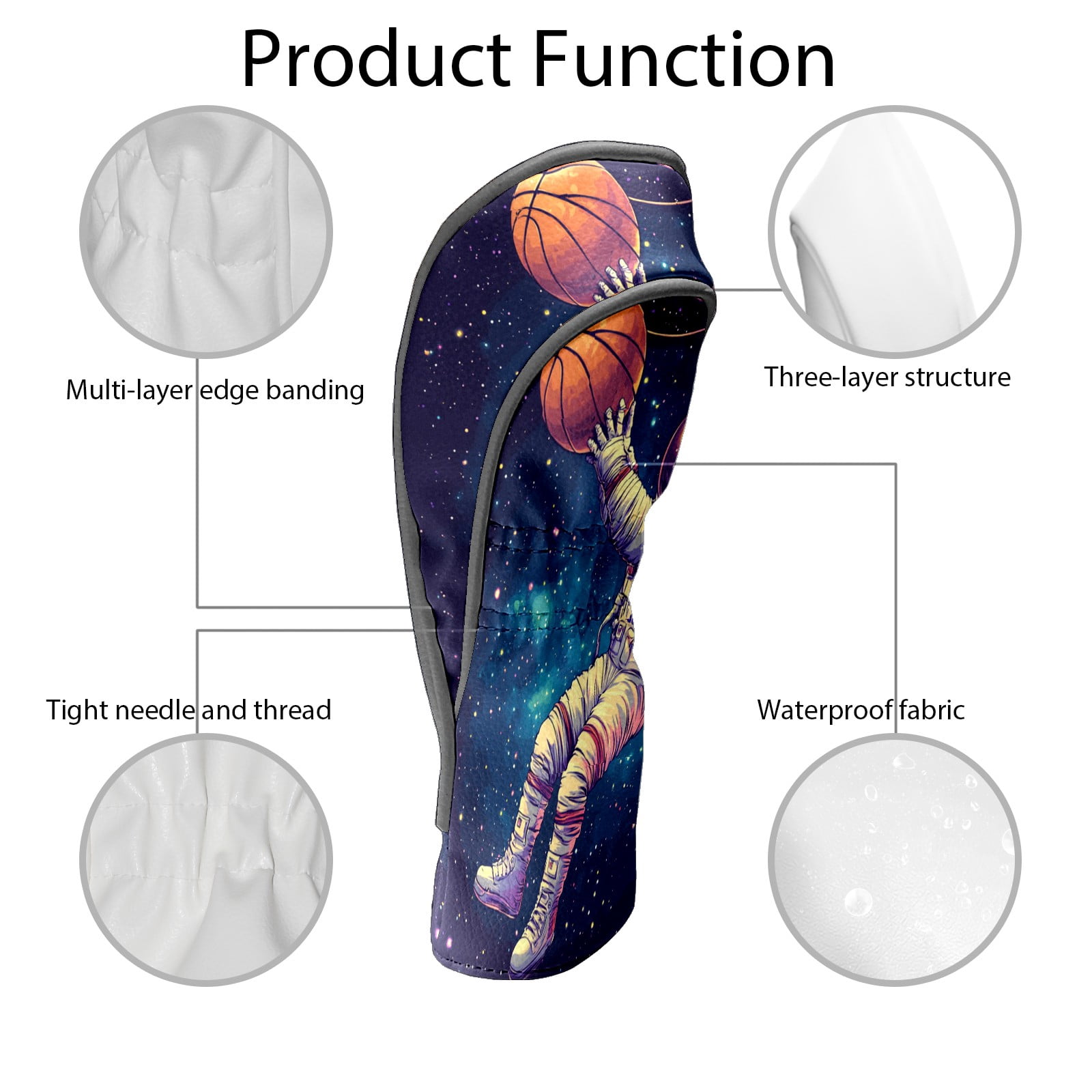 Golf Club Covers PU Leather Waterproof Head Covers for Fairway Woods Hybrids Astronaut Shooting