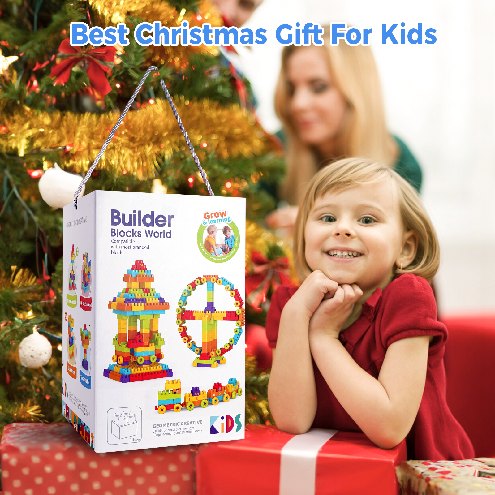 Building Blocks for Kids Toddlers, 370 Pcs Large Classic Building Bricks Blocks Set, Basic STEM Toys Birthday Gift for Kids Age 3+