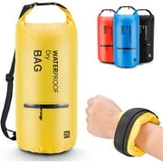 Altatac Waterproof Floating Dry Bag Backpack w/2 Exterior Zip Pocket Yellow 10L