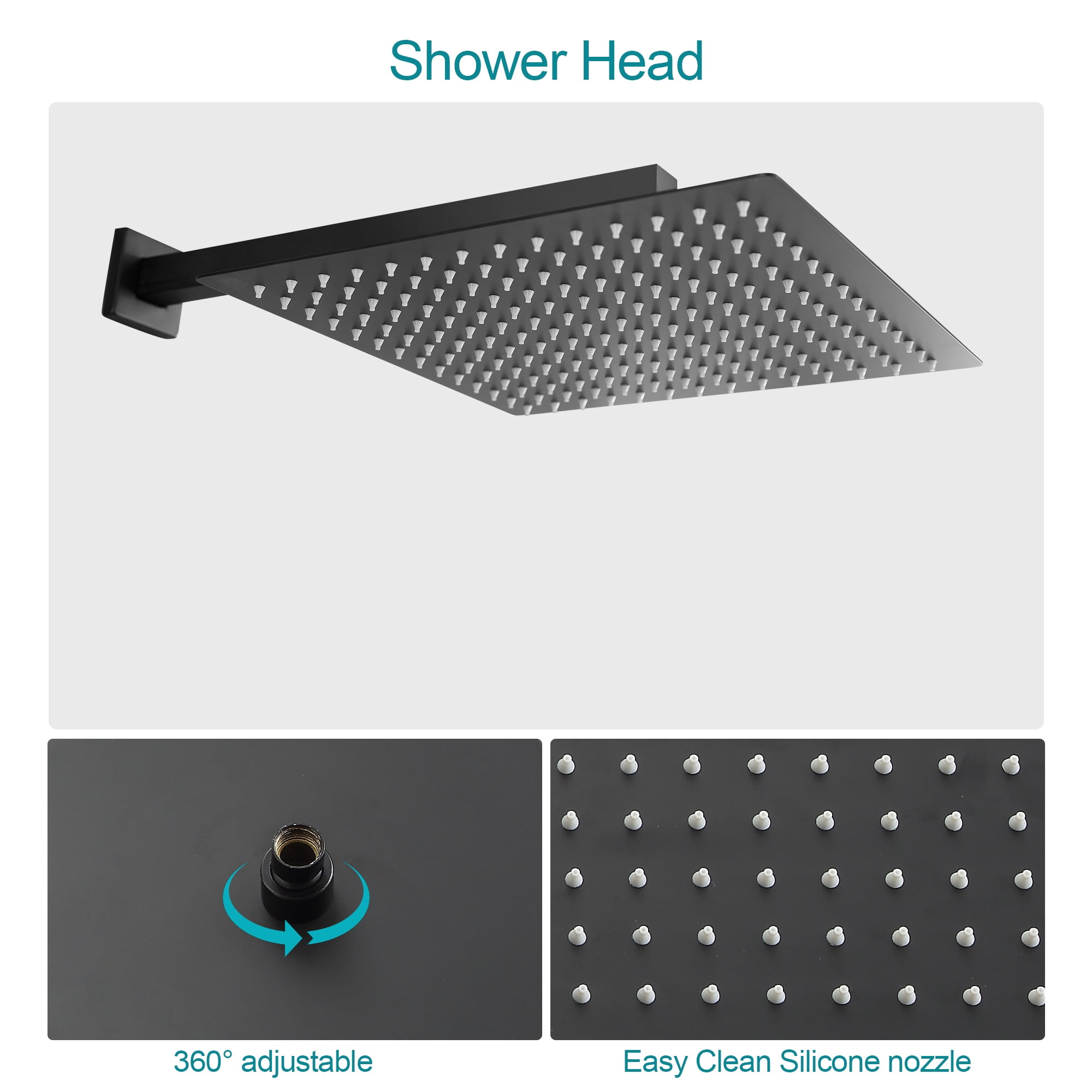 Logmey  10 inch Matte Black Double Head Rain Shower Rainfall Shower Head Wall Mounted Shower Heads with Handheld Spray Combo Shower Fixtures