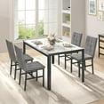 thumbnail image 6 of LinkRomat 5-Piece Marble Dining Table Set, Modern Kitchen Table and 4 Upholstered Grey PU Chairs for Dining Room, Dinette, Compact Space Saving Dining Furniture Set, Table Edging, 6 of 10