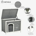 thumbnail image 4 of Pawhut Foldable Raised Wooden Dog House with Lockable Door, Openable Roof, Gray, 4 of 9