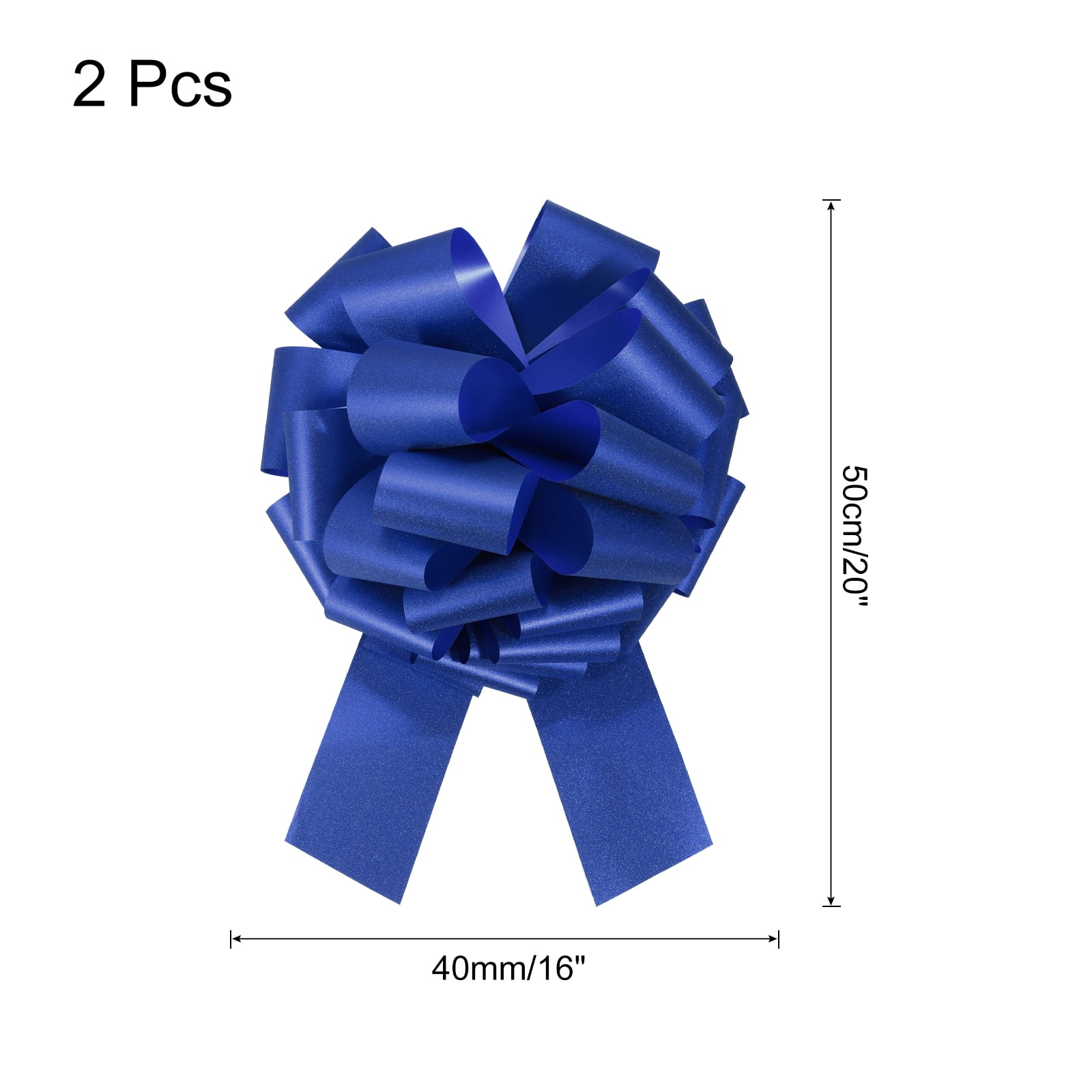 2pcs 16 Inch Large Pull Bow Glitter Gift Wrapping Big Pull Bows Ribbon Dark Blue for Wedding Baskets Presents Christmas Party