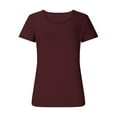 thumbnail image 3 of Womens Scoop Neck Short Sleeve Long Slim Fit T Shirt Solid Casual Tunic Tops, 3 of 5