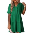 thumbnail image 1 of Vestido Dokotoo primavera-verano de manga corta con cuello en V para mujer, 1 of 4