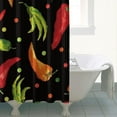 thumbnail image 4 of Chili Pepper Shower Curtain with Spicy Red Vegetable Pattern, Cute Kawaii Cartoon Design, Waterproof Fabric with Hooks, Machine Washable, Fun Aesthetic Hot Shower Curtain for Bathroom Decor, 4 of 5