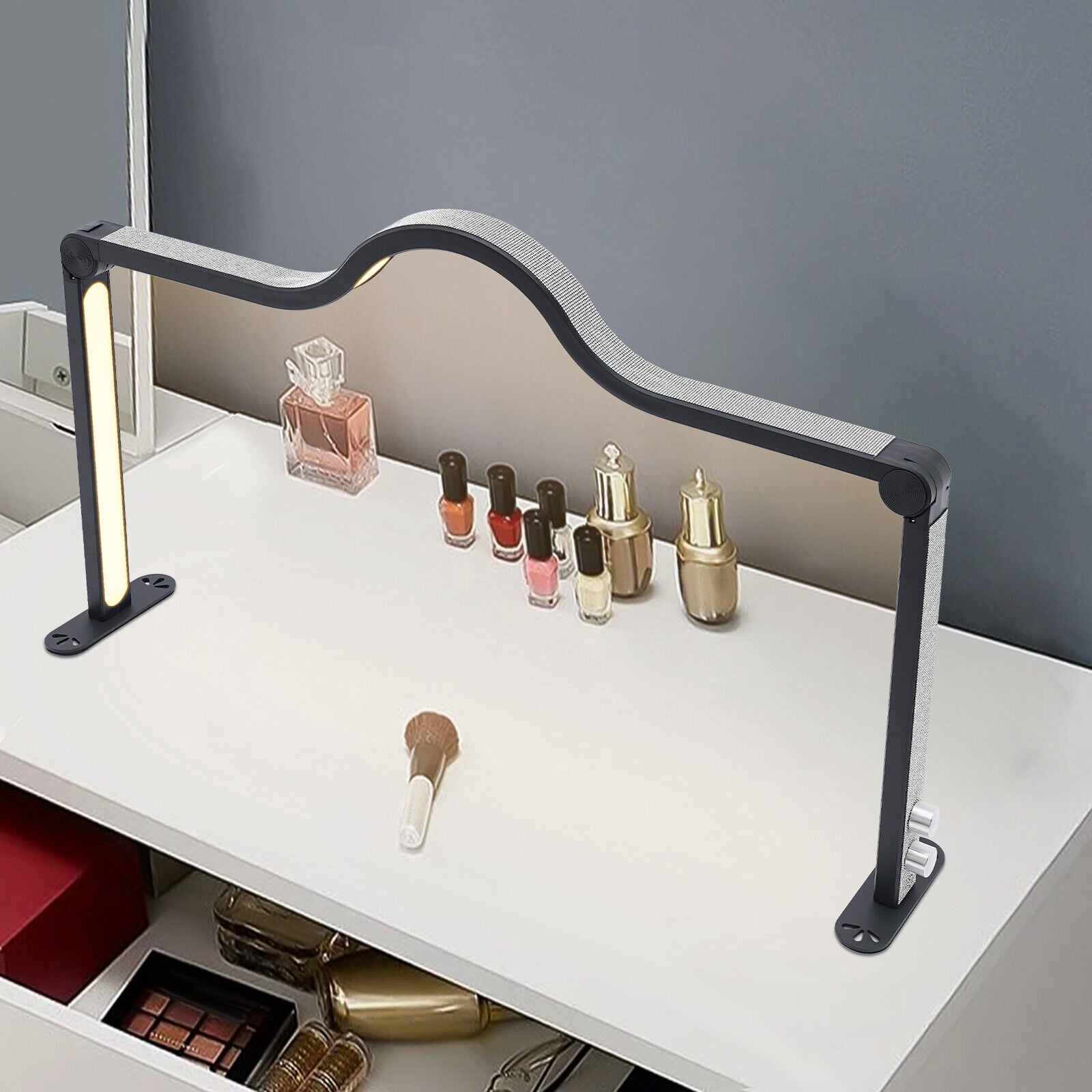 Miumaeov Corded Electric Half Moon LED Nail Desk Lamp for Nail tech, 3000K-6000K, Stepless Dimming Lamp