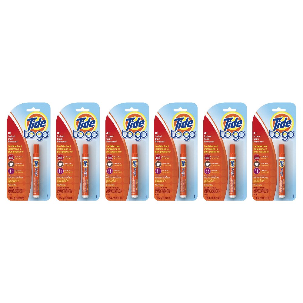 Tide To Go Instant Stain Remover Pen Liquid No Bleach Clean Laundry 10ml, 6Pack