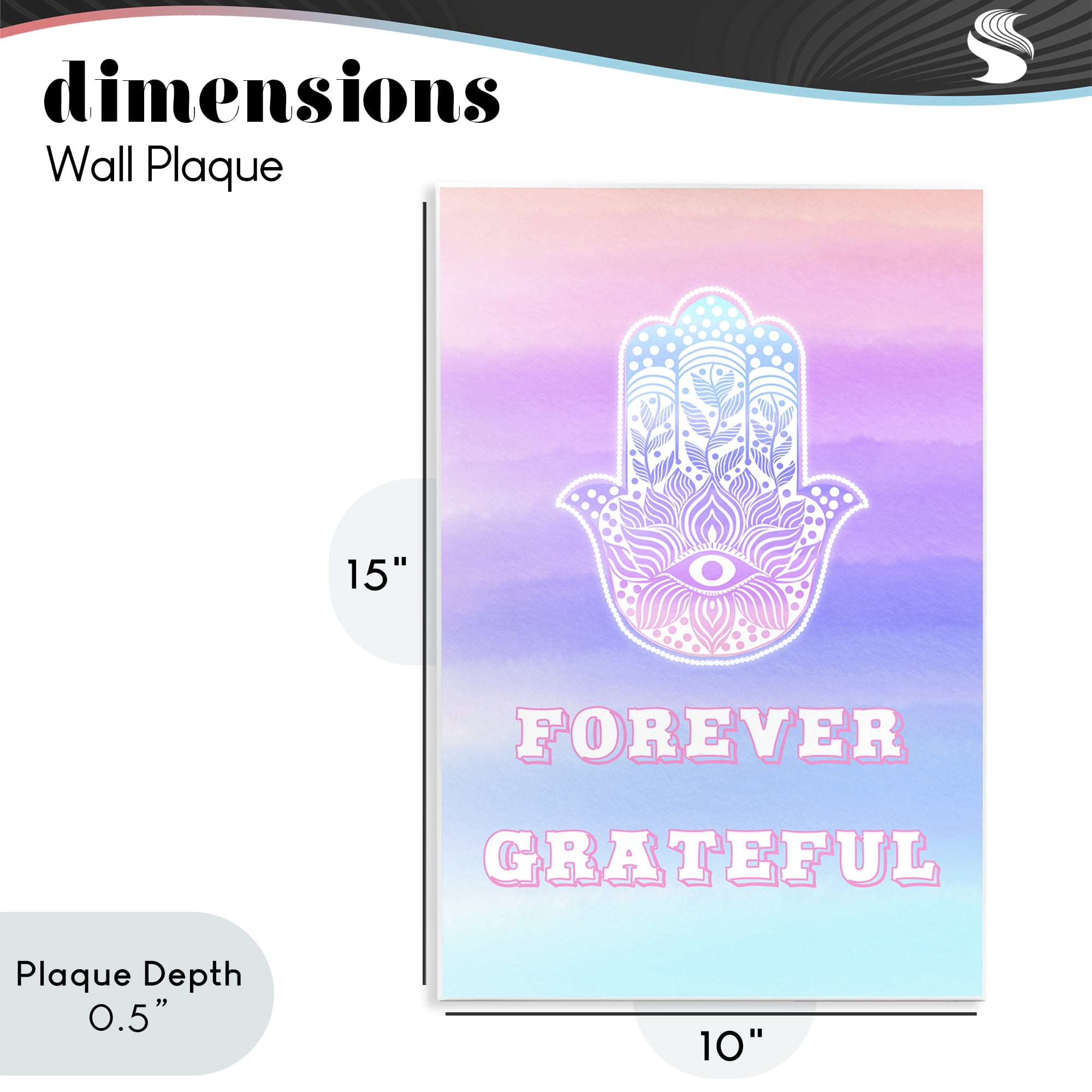 Stupell Industries Forever Grateful Hamsa Wall Plaque Art, design by Pooja Dave