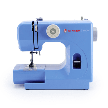 SINGER® M1000 Lightweight & Portable Sewing Machine   Accessories. 4 Built-In Stitches deliver 32 Stitch Applications | LED Light & Top drop-in bobbin for Hems | Great for Mending - Blue