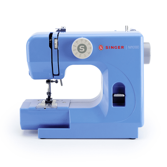 SINGER® M1000 Lightweight & Portable Sewing Machine Accessories. 4 Built-In Stitches deliver 32 Stitch Applications | LED Light & Top drop-in bobbin for Hems | Great for Mending - Blue